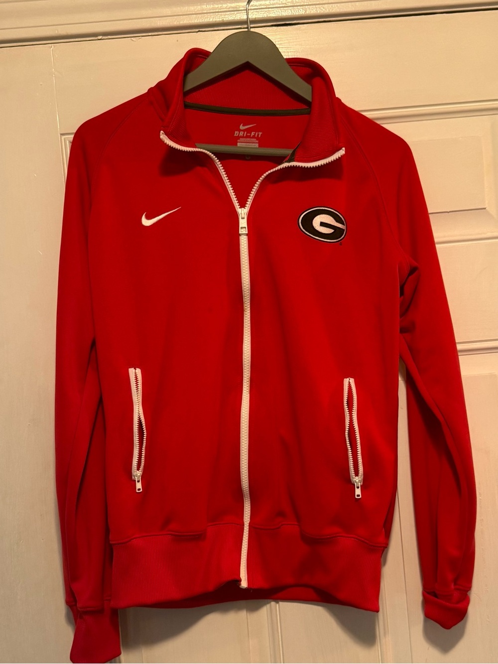 Nike Red Full-Zip Athletic Jacket with White Trim
